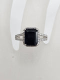 9ct White Gold Sapphire Rectangular Shaped Diamond Ring