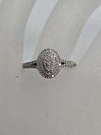 9ct White Gold Diamond Oval Cluster Ring