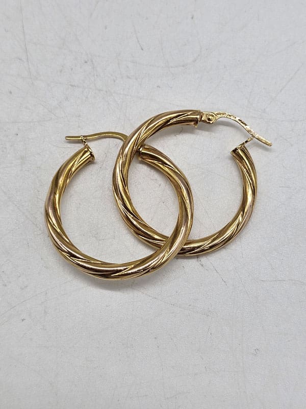 9ct Yellow Gold Twist Hoops Earrings