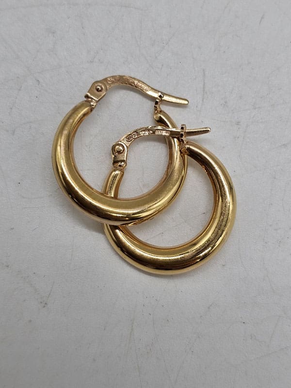 9ct Yellow Gold Plain Rounded Hoops Earrings