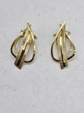 14ct Yellow Gold Unusual Twist Clip-On Earrings - Vintage