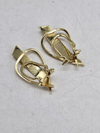 14ct Yellow Gold Unusual Twist Clip-On Earrings - Vintage