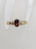 9ct Yellow Gold Garnet Oval Bezel Set Ring