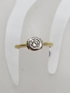 18ct Yellow Gold and White Gold Diamond Solitaire Bezel Set Engagement Ring / Dress Ring