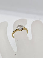 18ct Yellow Gold and White Gold Diamond Solitaire Bezel Set Engagement Ring / Dress Ring