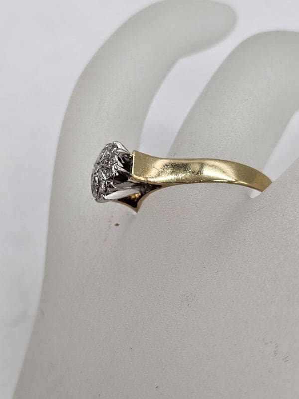 18ct Yellow Gold and Platinum Diamond High Set Round Cluster Ring / Engagement Ring - Antique / Vintage