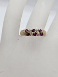 9ct Yellow Gold Ruby and Diamond Two Row Ring - Vintage