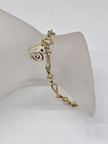 9ct Yellow Gold Twist and Ball Ornate Design Filigree 13 B Charm Bracelet - Antique / Vintage