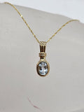 9ct Yellow Gold Topaz Oval Bezel Set Pendant on Gold Chain