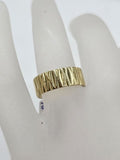 9ct Yellow Gold Patterned Wide Wedding Ring / Wedding Band / RIng - Vintage