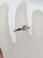 9ct Yellow Gold and White Gold Diamond Solitaire Engagement Ring / Dress Ring - Vintage