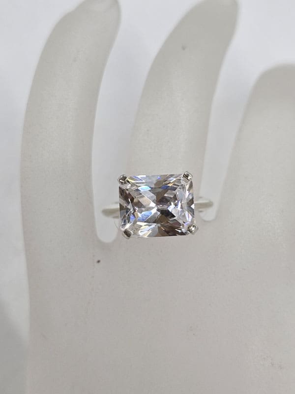 Sterling Silver Cubic Zirconia Square Ring