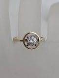 18ct Yellow Gold Diamond Solitaire in Round Open Design High Set Ring - Antique / Vintage
