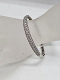 Sterling Silver Cubic Zirconia Hinged Bangle - Pave Set