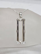 Sterling Silver Clear Crystal Quartz Rectangular Pendant on Silver Chain