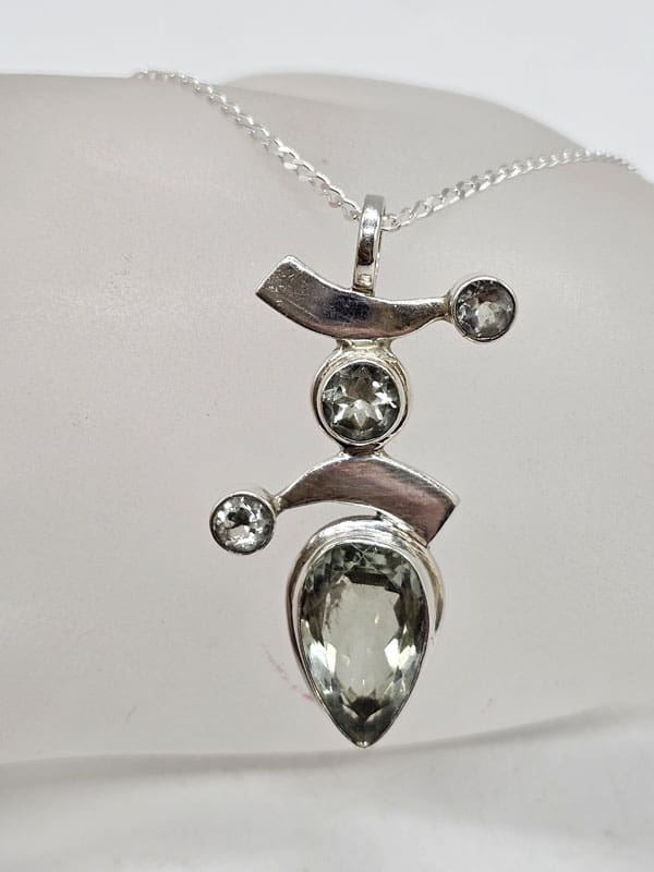Sterling Silver Green Amethyst / Prasiolite Symbol Pendant on Silver Chain