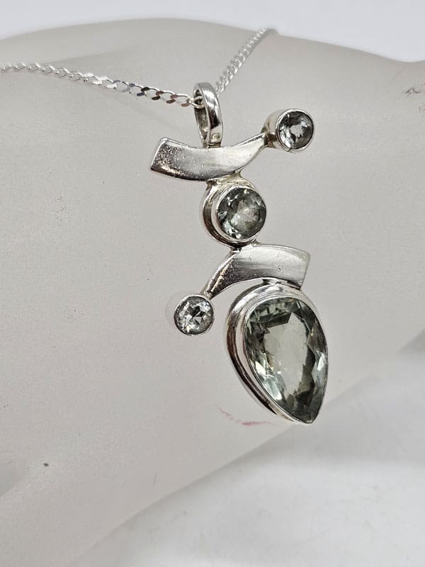 Sterling Silver Green Amethyst / Prasiolite Symbol Pendant on Silver Chain