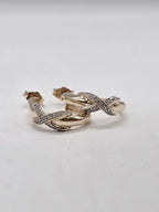 9ct Yellow Gold Diamond Twist Hoop Earrings