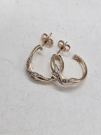 9ct Yellow Gold Diamond Twist Hoop Earrings