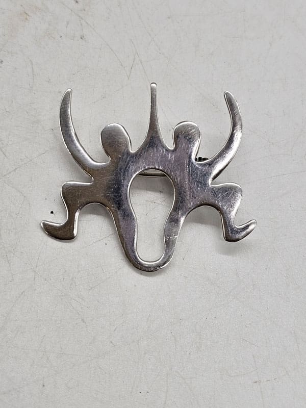 Sterling Silver Dancing Couple Brooch - Vintage
