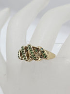 18ct Yellow Gold Tsavorite Garnet / Green Demantoid Garnet Wide Ring