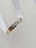 18ct Yellow Gold Diamond Ornate Top Wedding Ring / Eternity Ring / Wedding Band- Antique / Vintage