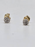 9ct Yellow Gold Diamond Round Cluster Studs Earrings