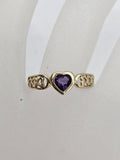 9ct Yellow Gold Amethyst Ornate Filigree Heart Shaped Ring