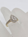 9ct Yellow Gold Diamond Teardrop / Pear Shaped Cluster Ring