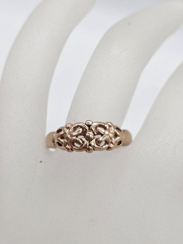 9ct Rose Gold Ornate Filigree Open Design Ring