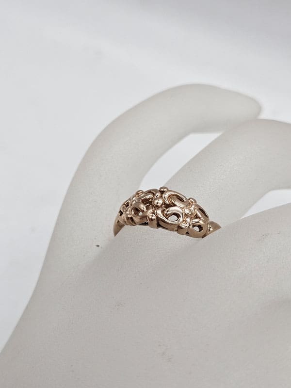 9ct Rose Gold Ornate Filigree Open Design Ring