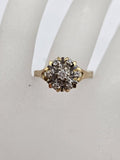18ct Yellow Gold Diamond Round Cluster Ring - Antique / Vintage