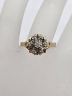 18ct Yellow Gold Diamond Round Cluster Ring - Antique / Vintage