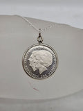 Sterling Silver Gulden Netherlands Coin Pendant on Silver Chain - Vintage