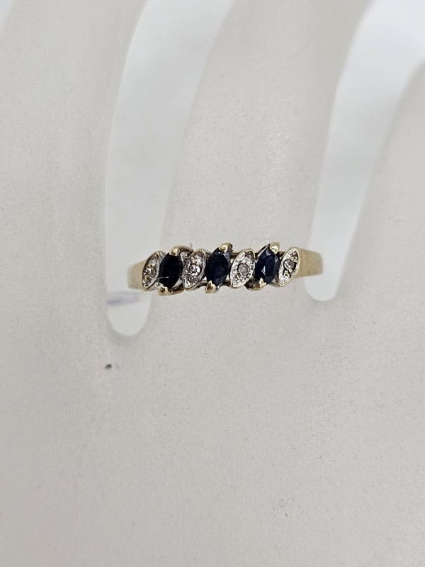 9ct Yellow Gold Sapphire and Diamond Eternity Ring - Vintage