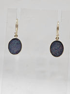 9ct Yellow Gold Opal Cooper Pedy Doublet Blue with Multi-Colours Oval Drop Earrings