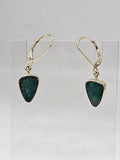 9ct Yellow Gold Opal Cooper Pedy Doublet Blue with Multi-Colours Triangular Shape Drop Earrings - with Euro Clasp Hook