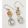 Sterling Silver Green Amethyst / Prasiolite &amp; Citrine Earrings