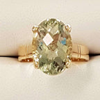 9ct Yellow Gold Green Amethyst / Prasiolite Oval Claw Set Ring