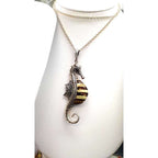 Sterling Silver and Amber Large Seahorse Pendant on Chain