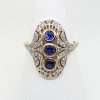 gold ring 9ct 3 sapphire and diamond ring