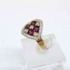 9ct gold square ring - 4 garnets and diamonds