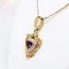 gold necklace amethyst and diamonds with crest design