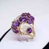 9ct Gold Amethyst and Diamond Cluster Ring