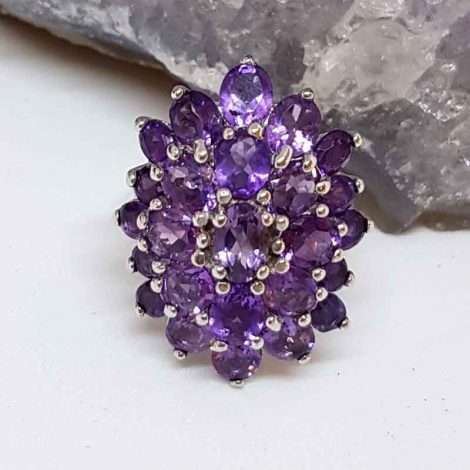 Oval shaped Amethyst Cluster Silver Sterling Silver