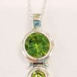 sterling silver double circular peridot necklace