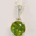 sterling silver round faceted single peridot pendant necklace