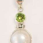 sterling silver peridot and pearl necklace