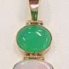 9ct Gold Opal and Australian Jade / Chrysoprase Pendant on 9ct Chain