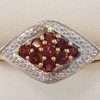 9ct Gold Marquis Shape Garnet and Diamond Cluster Ring